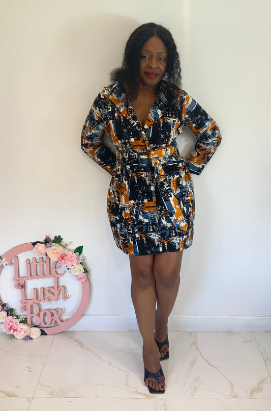 AFRICAN PRINT AMALI BLAZER DRESS