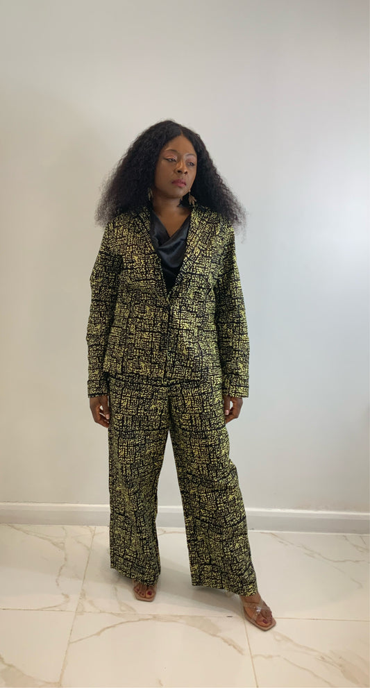 AFRICAN PRINT OVERSIZE GRACIE JACKET, BLOUSE AND TROUSER SET