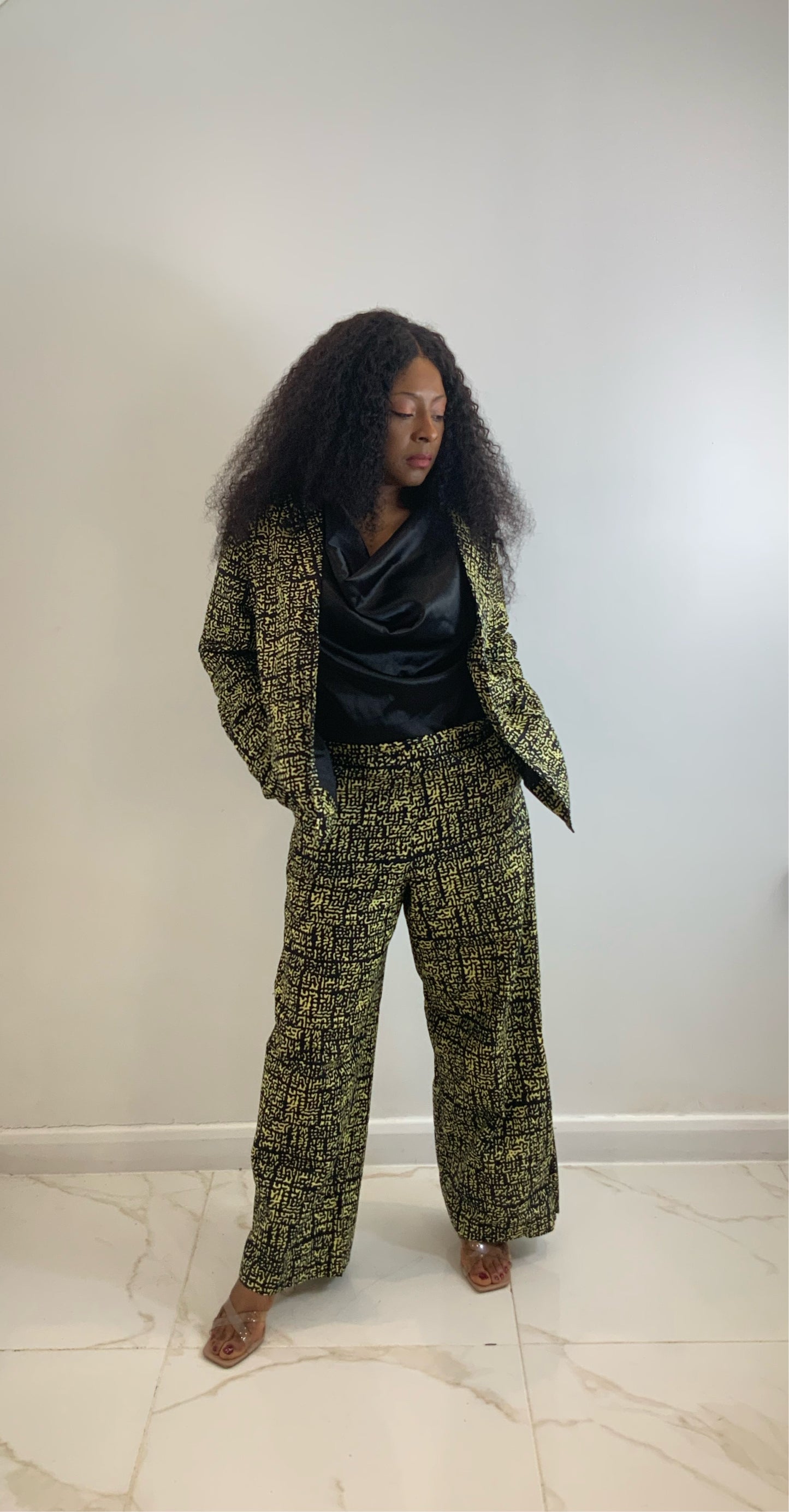 AFRICAN PRINT OVERSIZE GRACIE JACKET, BLOUSE AND TROUSER SET